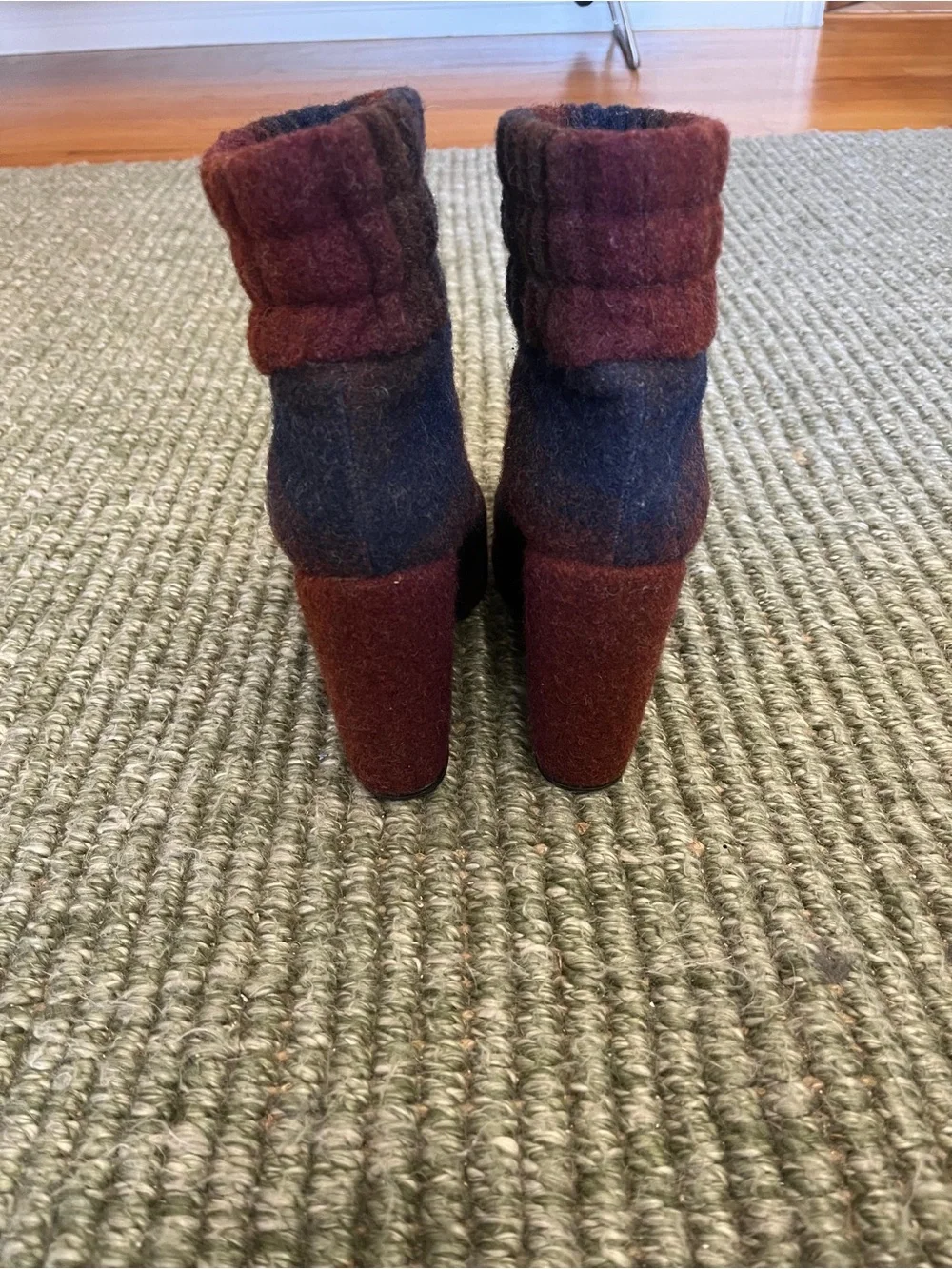 Wedge Ankle Booties in Burgundy Multi